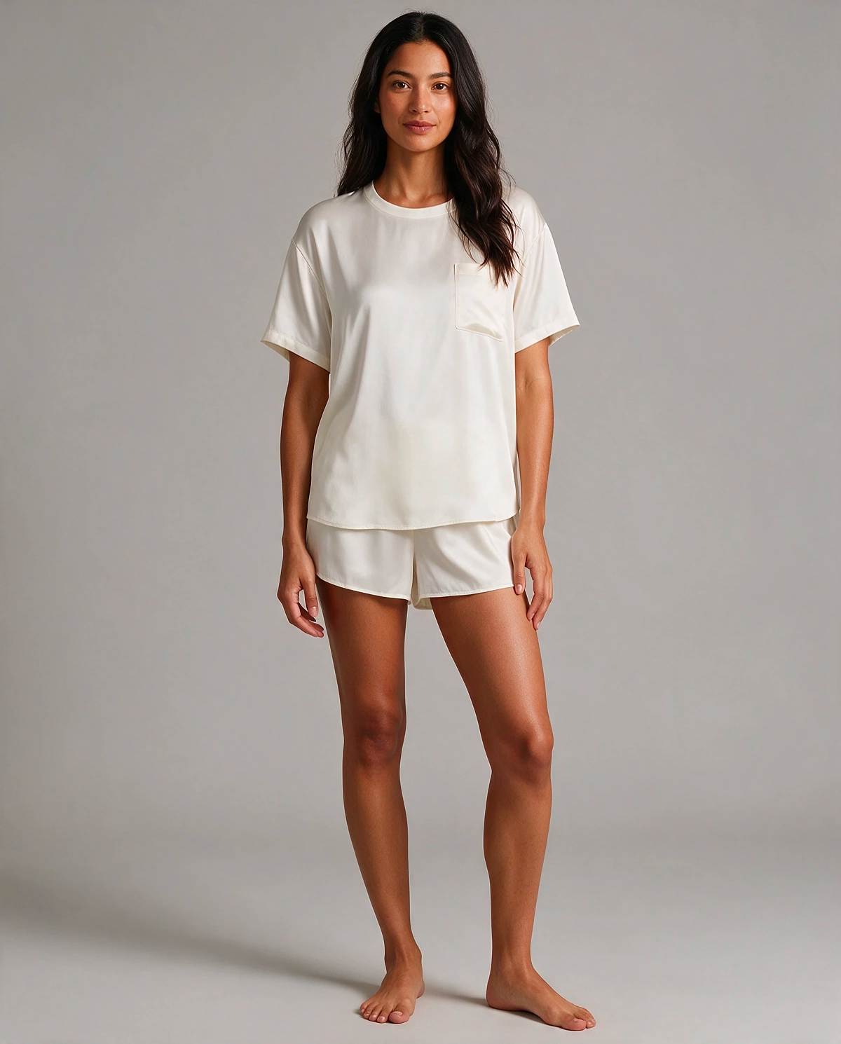 Oversize Topp Satin Shorts Set Dam