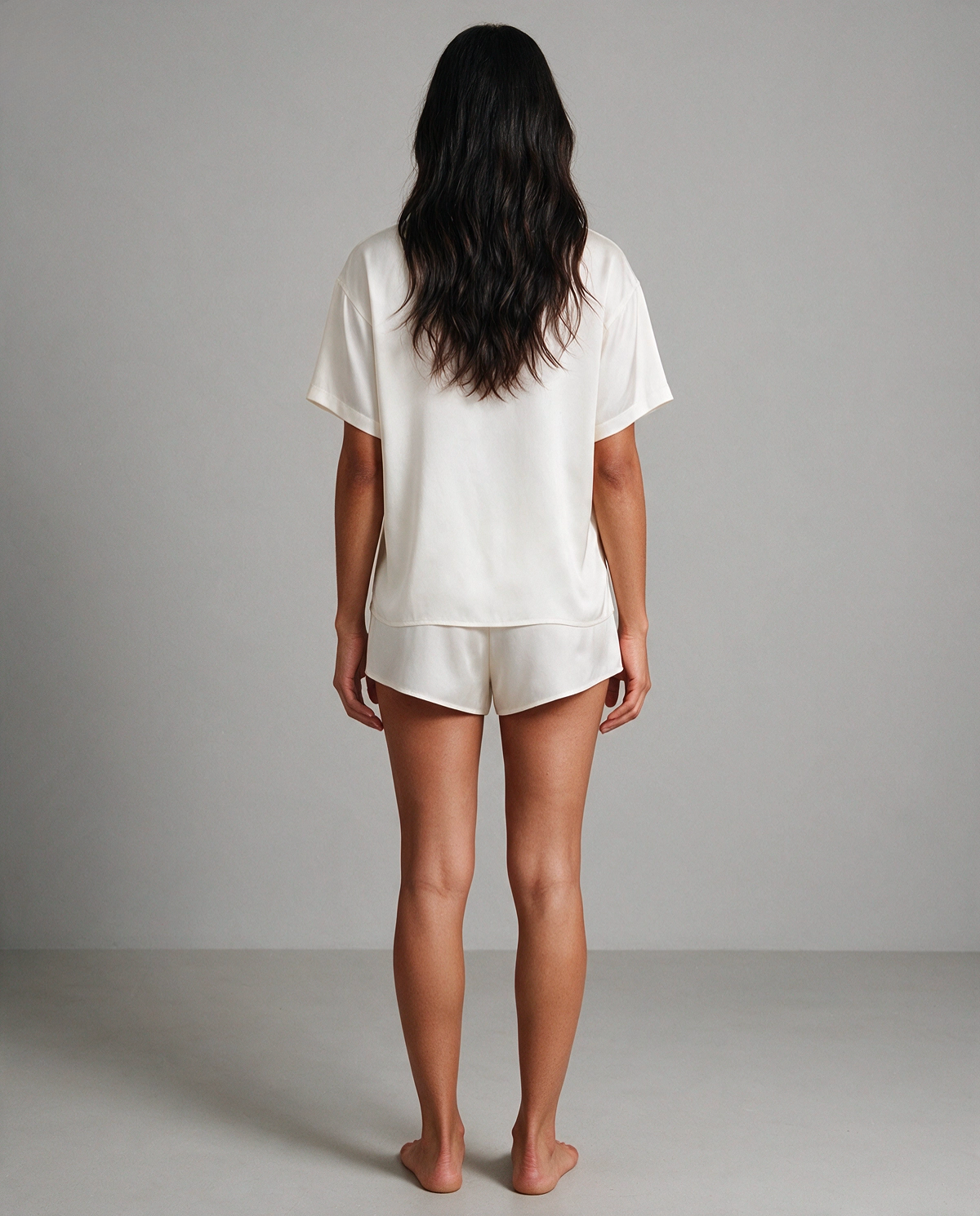 Oversize Topp Satin Shorts Set Dam