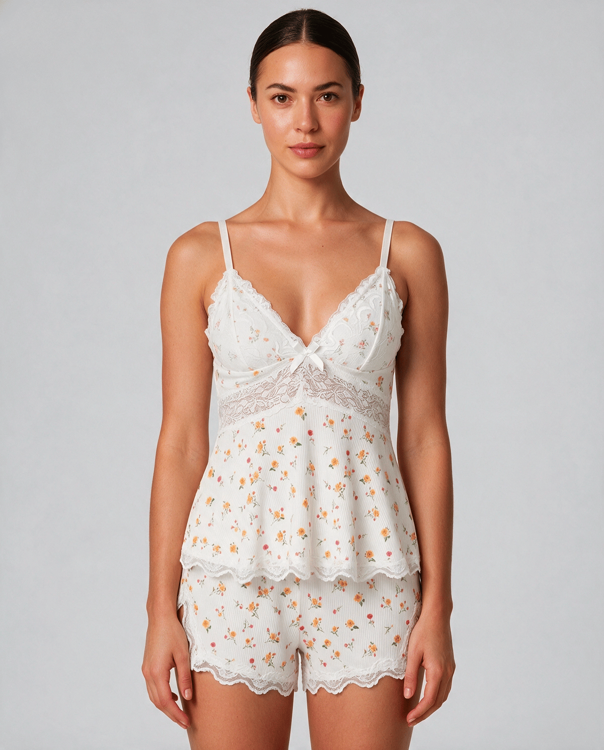 Blommigt Spets Pyjamas Set Dam