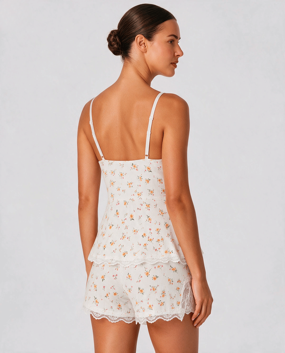 Blommigt Spets Pyjamas Set Dam