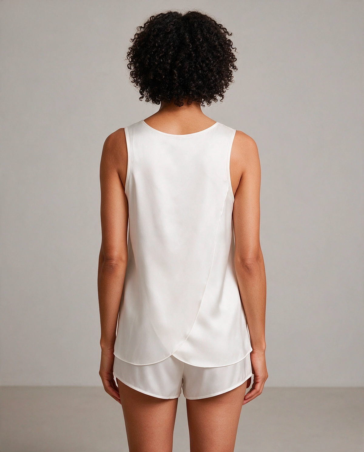 Rund Halsringning Silke Linne Shorts Set Dam