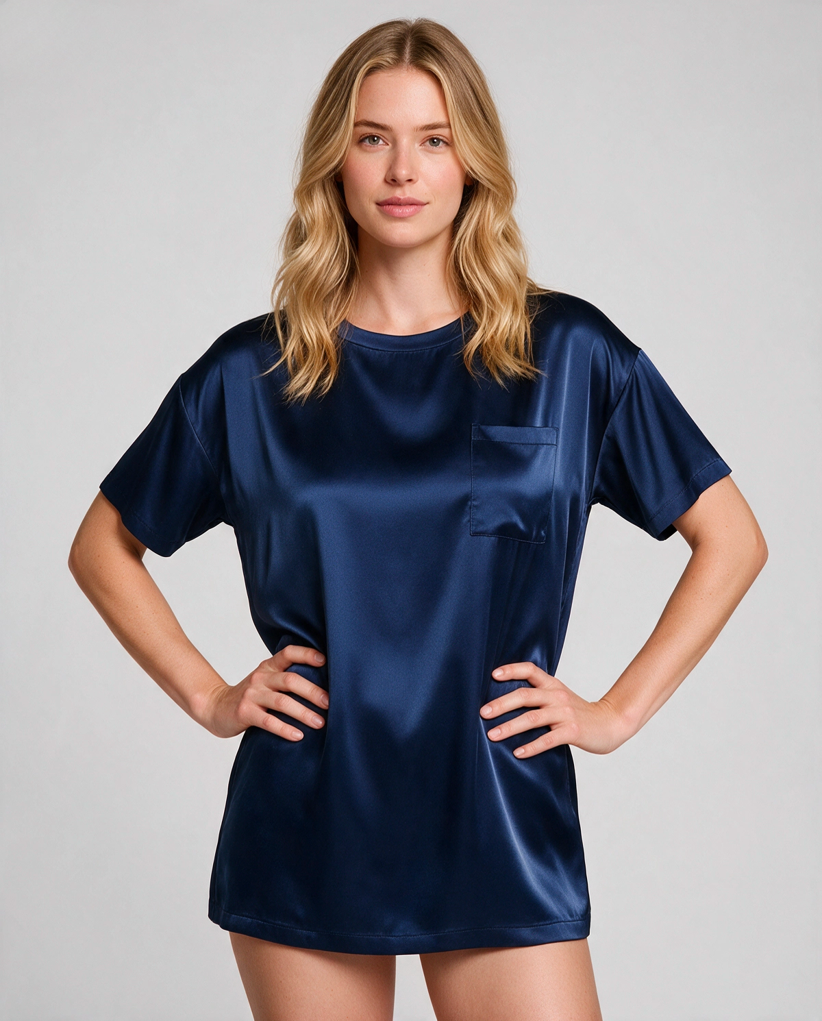 Oversize T-shirtklänning Satin Dam