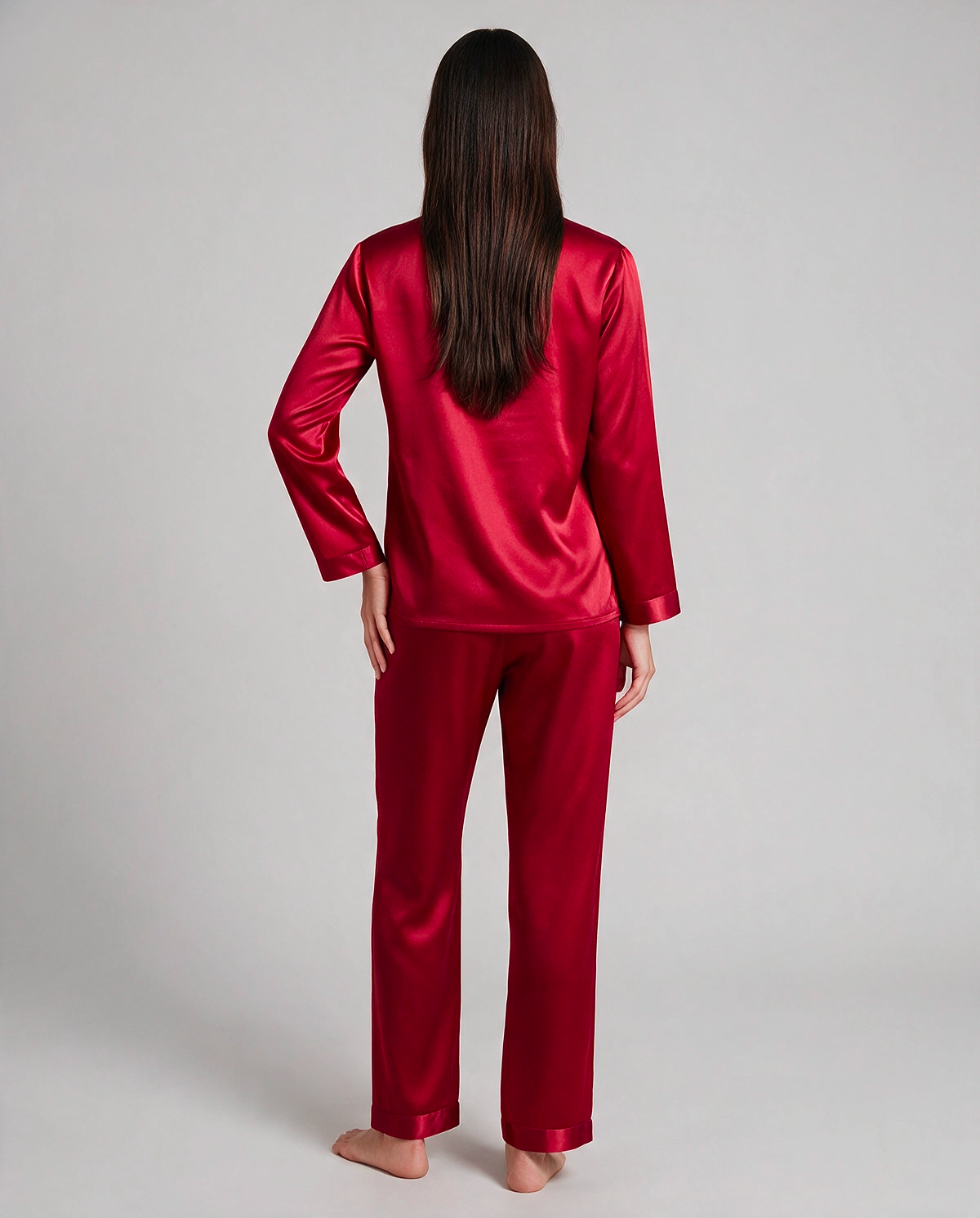 Ren Siden Skjortpyjamas Set Dam