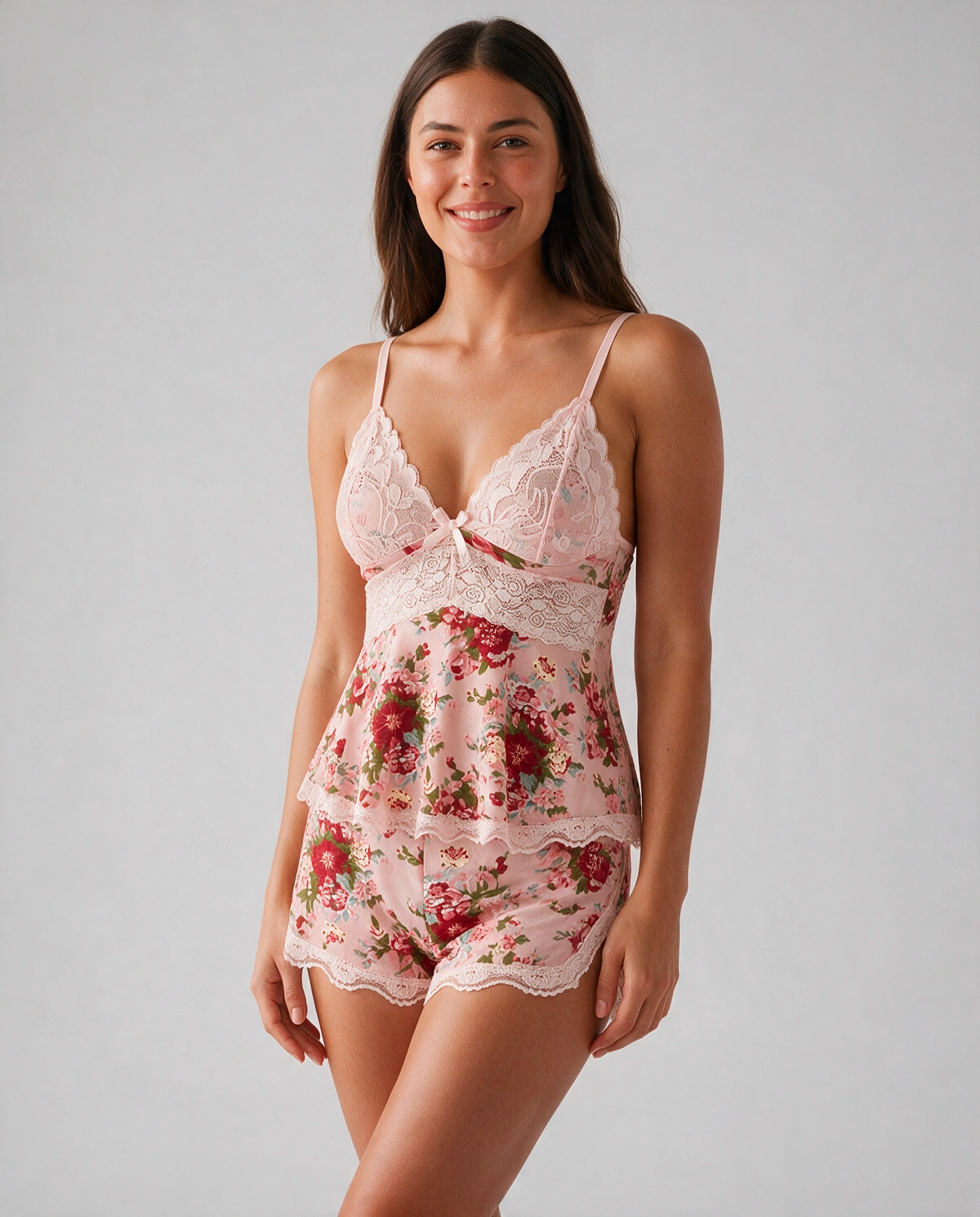 Blomtryck Viskos Pyjamas Set Dam