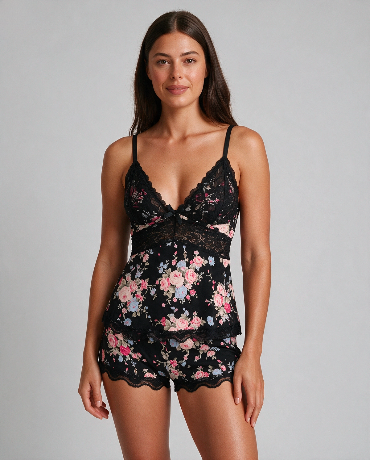 Blomtryck Viskos Pyjamas Set Dam