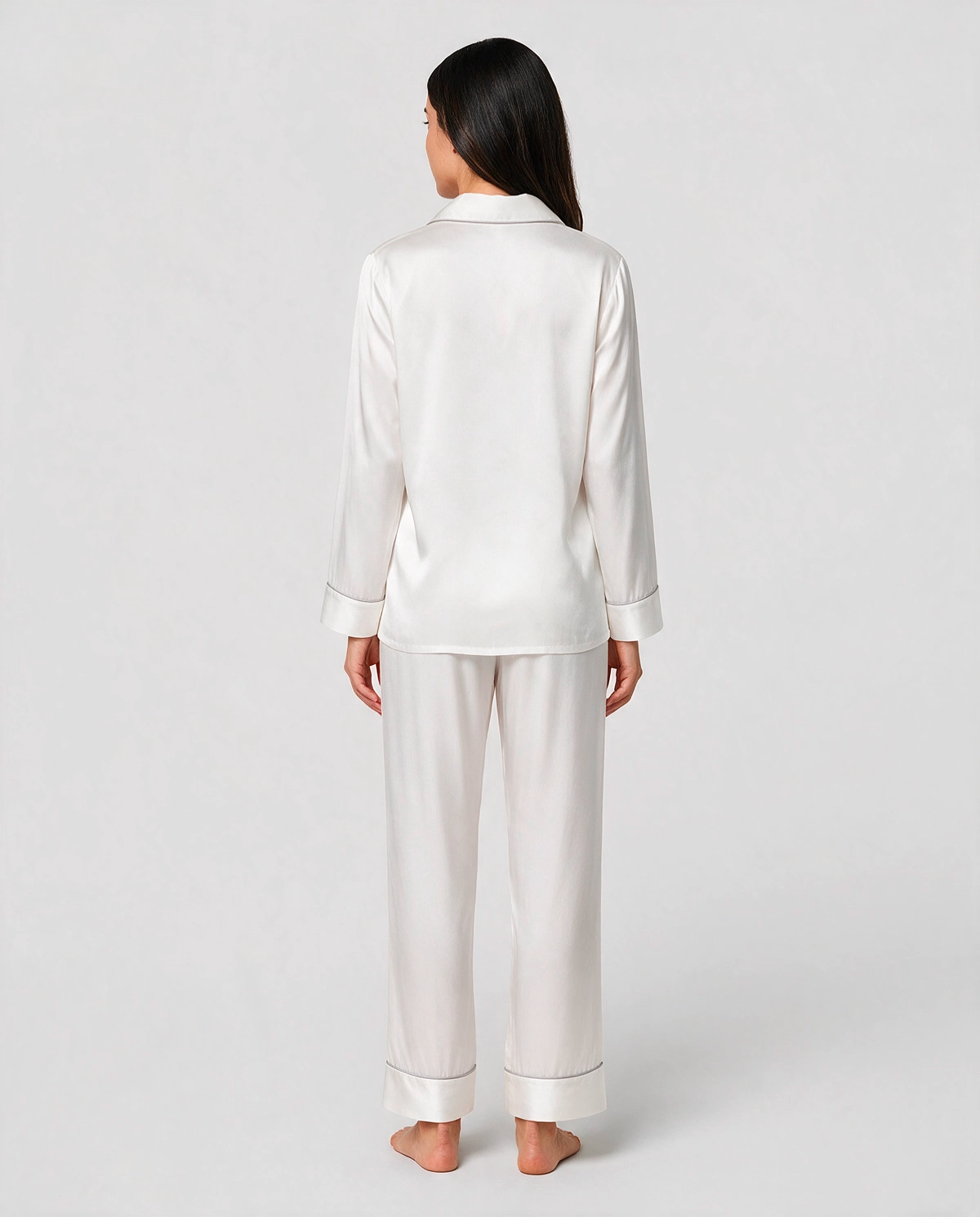 Ren Siden Skjortpyjamas Set Dam