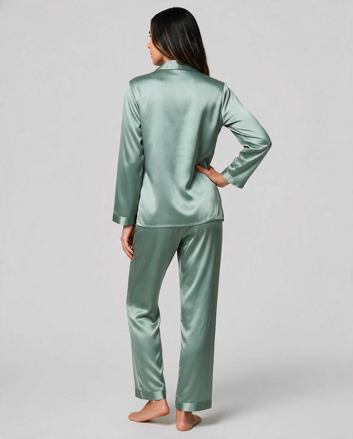 Ren Siden Skjortpyjamas Set Dam