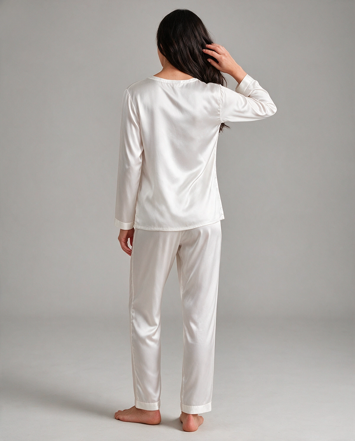 Ren Siden Skjortpyjamas Set Dam