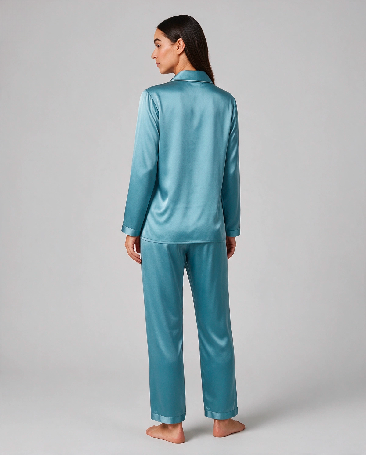 Ren Siden Skjortpyjamas Set Dam
