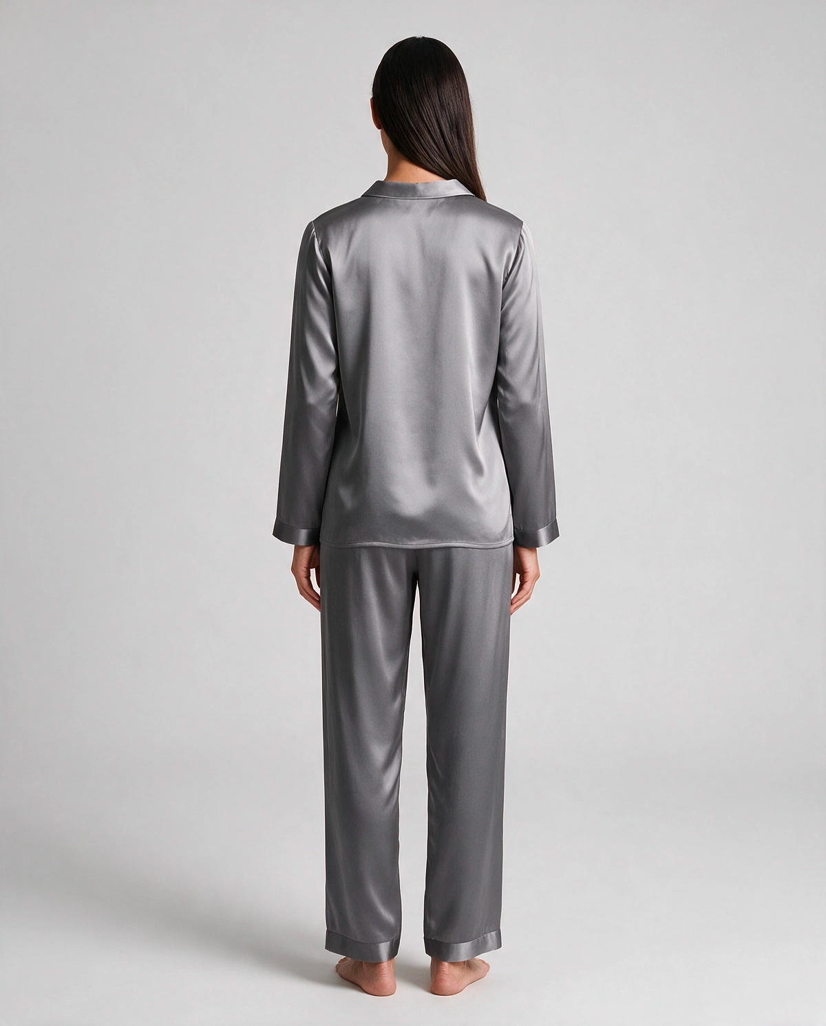 Ren Siden Skjortpyjamas Set Dam
