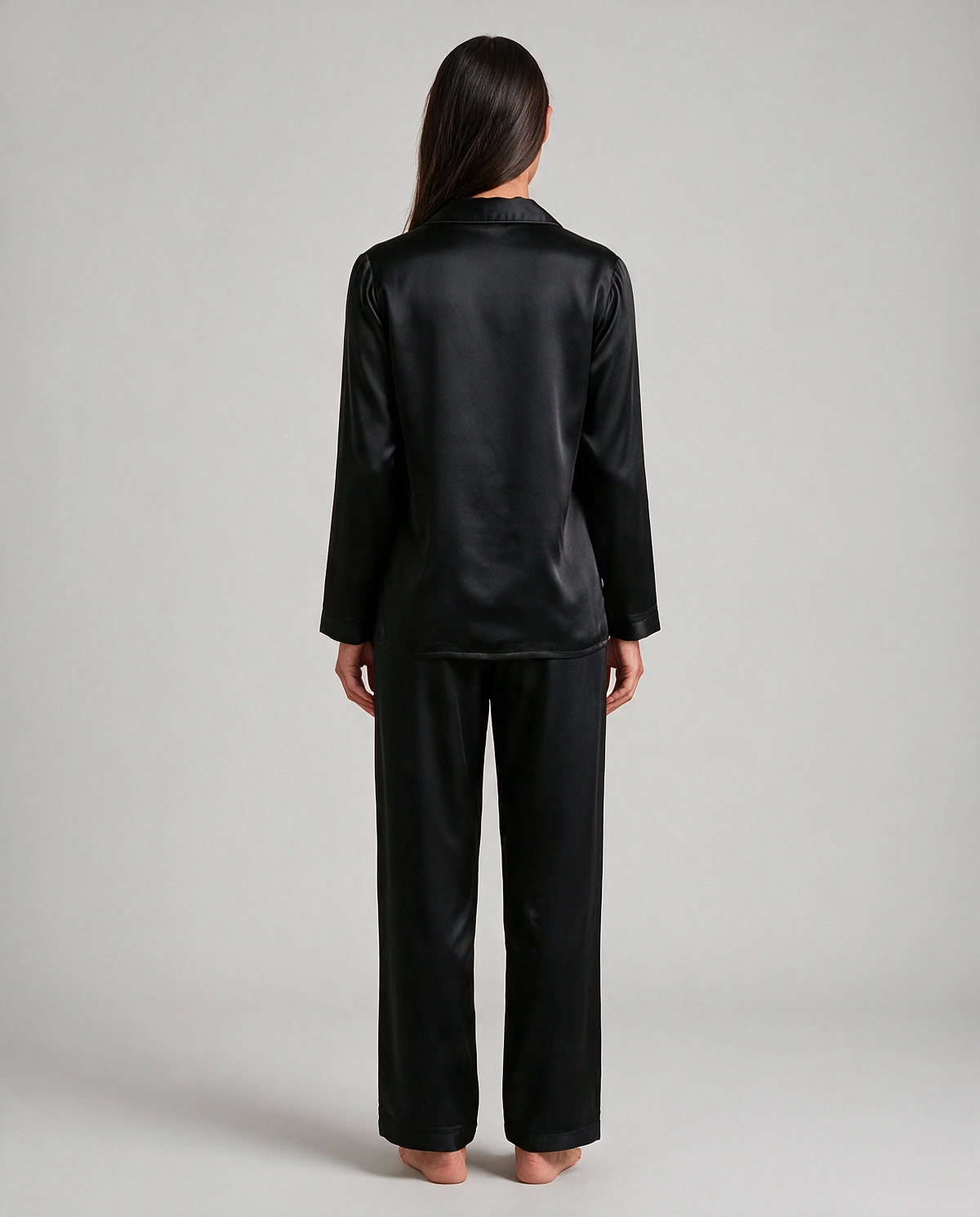 Ren Siden Skjortpyjamas Set Dam