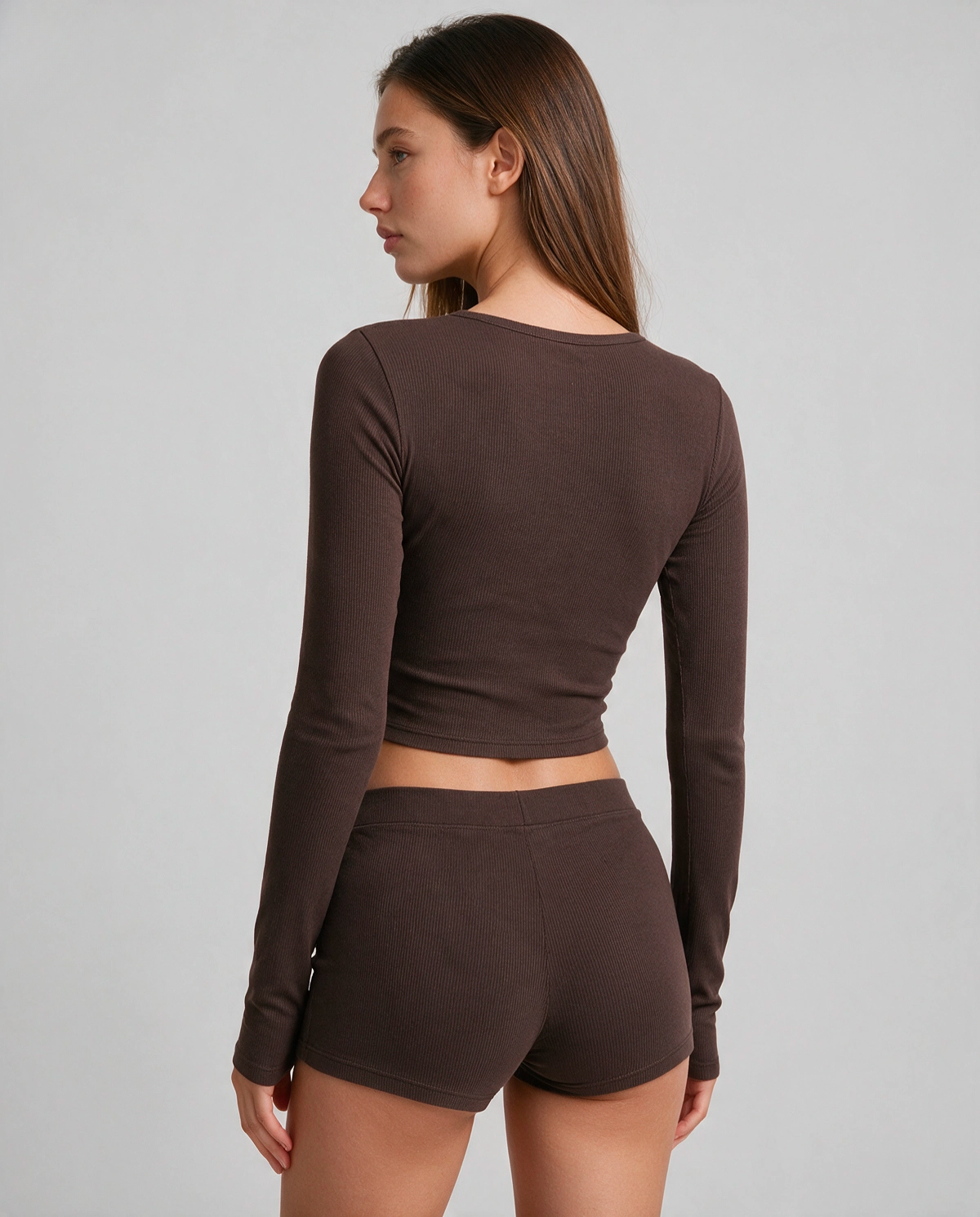 Croppad Långärmad Pyjamas Set Dam