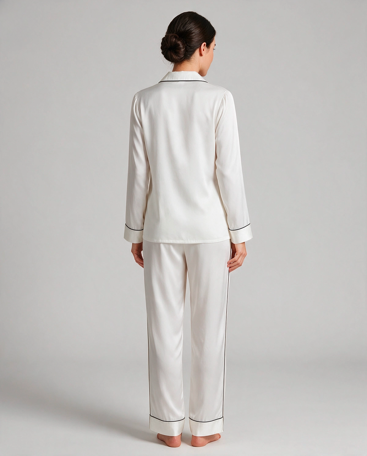 Matt Satin Slag Skjortpyjamas Set Dam