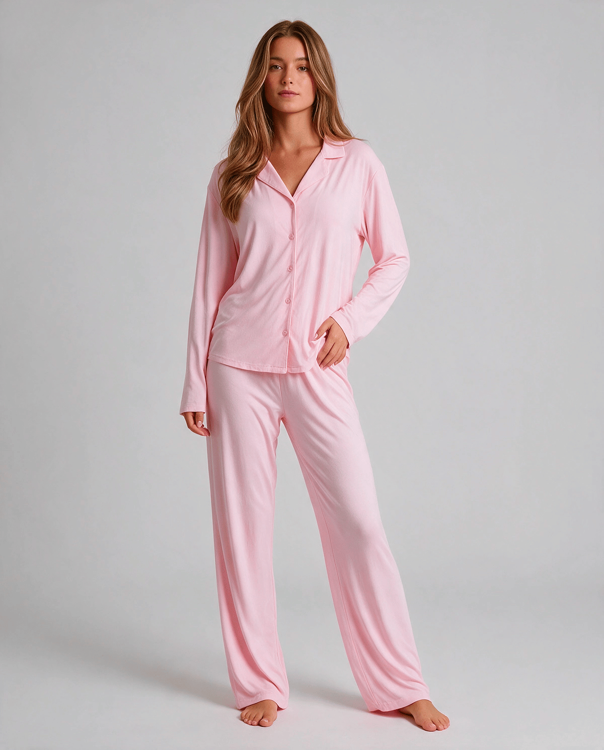 Klassiskt Skjortpyjamas Set Dam