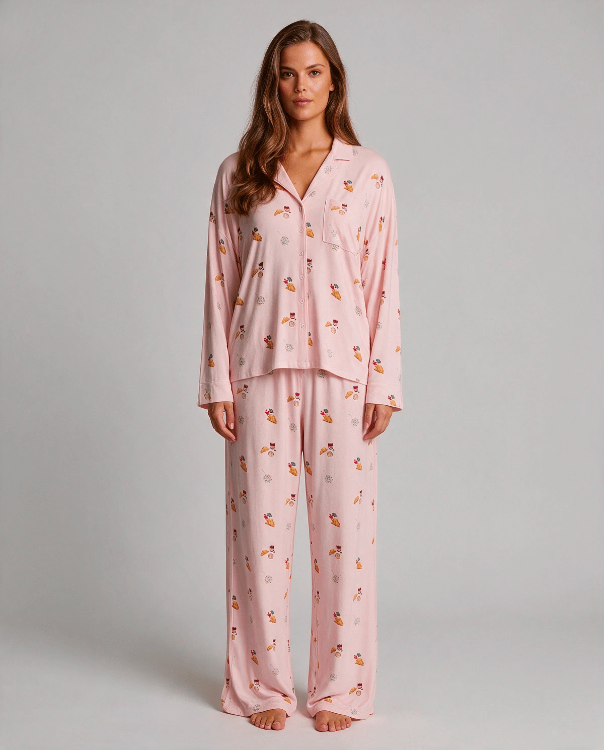 Mönstrat Skjortpyjamas Set Dam