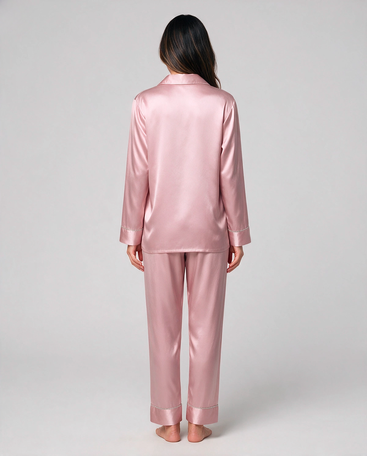 Ren Siden Skjortpyjamas Set Dam